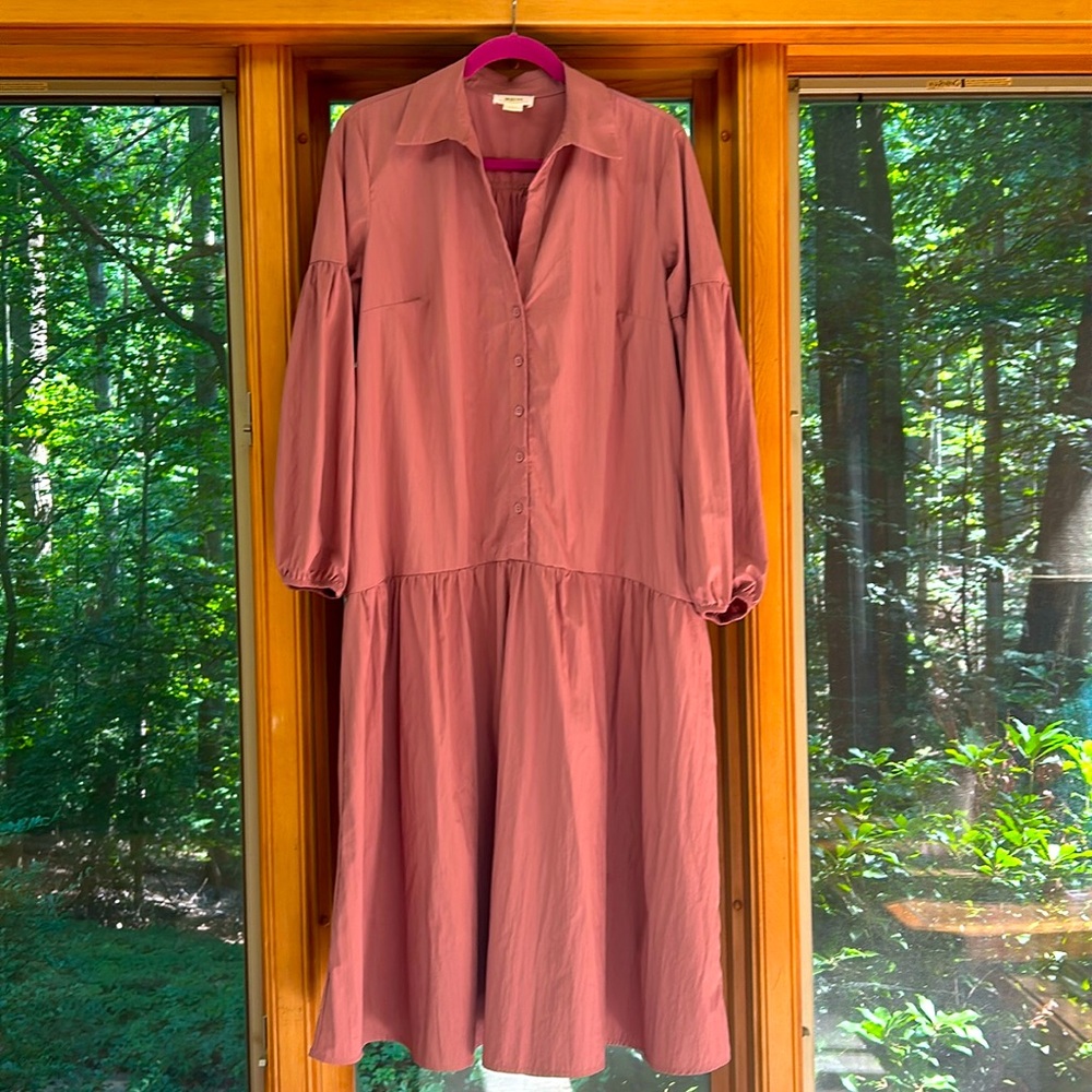 ANTHROPOLOGIE Maeve collared maxi dress. Like new. Worn once. Pink clay color.